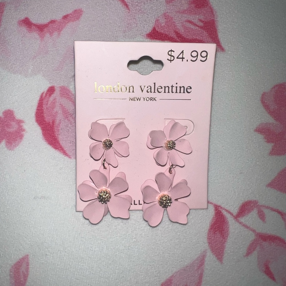 London Valentine Pink Flower Earrings